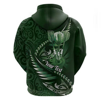 Personalised All Green New Zealand Darts Zip Hoodie Aoteroa Fern Maori Galaxy Style