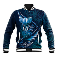 Personalised All Blue New Zealand Darts Baseball Jacket Aoteroa Fern Maori Galaxy Style