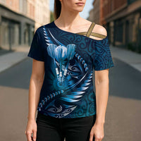 Personalised All Blue New Zealand Darts Cross Shoulder Shirt Aoteroa Fern Maori Galaxy Style - Polynesian Pride