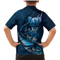 Personalised All Blue New Zealand Darts Family Matching Mermaid Dress and Hawaiian Shirt Aoteroa Fern Maori Galaxy Style