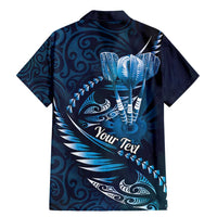 Personalised All Blue New Zealand Darts Family Matching Mermaid Dress and Hawaiian Shirt Aoteroa Fern Maori Galaxy Style