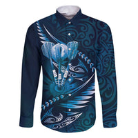 Personalised All Blue New Zealand Darts Family Matching Puletasi and Hawaiian Shirt Aoteroa Fern Maori Galaxy Style