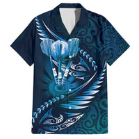 Personalised All Blue New Zealand Darts Family Matching Summer Maxi Dress and Hawaiian Shirt Aoteroa Fern Maori Galaxy Style