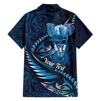 Personalised All Blue New Zealand Darts Family Matching Tank Maxi Dress and Hawaiian Shirt Aoteroa Fern Maori Galaxy Style