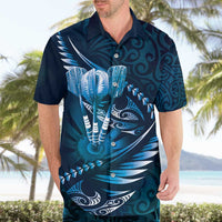Personalised All Blue New Zealand Darts Hawaiian Shirt Aoteroa Fern Maori Galaxy Style