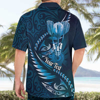 Personalised All Blue New Zealand Darts Hawaiian Shirt Aoteroa Fern Maori Galaxy Style