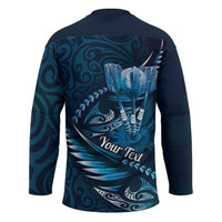 Personalised All Blue New Zealand Darts Hockey Jersey Aoteroa Fern Maori Galaxy Style - Polynesian Pride