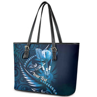 Personalised All Blue New Zealand Darts Leather Tote Bag Aoteroa Fern Maori Galaxy Style