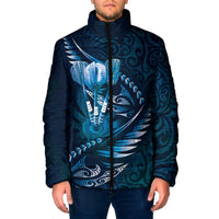 Personalised All Blue New Zealand Darts Padded Jacket Aoteroa Fern Maori Galaxy Style LT14 Men Blue - Polynesian Pride