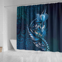 Personalised All Blue New Zealand Darts Shower Curtain Aoteroa Fern Maori Galaxy Style