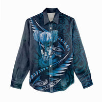 Personalised All Blue New Zealand Darts Women Casual Shirt Aoteroa Fern Maori Galaxy Style