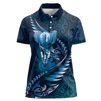 Personalised All Blue New Zealand Darts Women Polo Shirt Aoteroa Fern Maori Galaxy Style