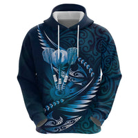 Personalised All Blue New Zealand Darts Zip Hoodie Aoteroa Fern Maori Galaxy Style
