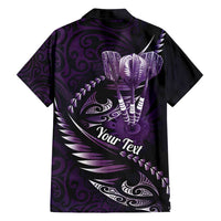Personalised All Purple New Zealand Darts Family Matching Tank Maxi Dress and Hawaiian Shirt Aoteroa Fern Maori Galaxy Style