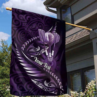 Personalised All Purple New Zealand Darts Garden Flag Aoteroa Fern Maori Galaxy Style