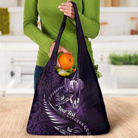 Personalised All Purple New Zealand Darts Grocery Bag Aoteroa Fern Maori Galaxy Style