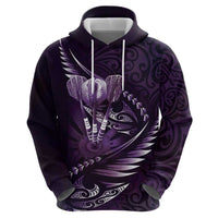 Personalised All Purple New Zealand Darts Hoodie Aoteroa Fern Maori Galaxy Style