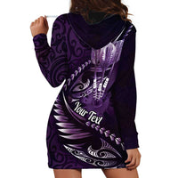 Personalised All Purple New Zealand Darts Hoodie Dress Aoteroa Fern Maori Galaxy Style