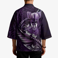 Personalised All Purple New Zealand Darts Kimono Aoteroa Fern Maori Galaxy Style - Polynesian Pride
