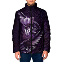 Personalised All Purple New Zealand Darts Padded Jacket Aoteroa Fern Maori Galaxy Style LT14 Men Purple - Polynesian Pride