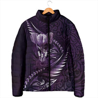 Personalised All Purple New Zealand Darts Padded Jacket Aoteroa Fern Maori Galaxy Style LT14 - Polynesian Pride