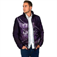 Personalised All Purple New Zealand Darts Padded Jacket Aoteroa Fern Maori Galaxy Style LT14 - Polynesian Pride