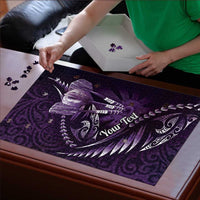 Personalised All Purple New Zealand Darts Puzzle Aoteroa Fern Maori Galaxy Style - Polynesian Pride