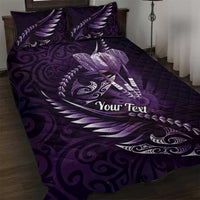 Personalised All Purple New Zealand Darts Quilt Bed Set Aoteroa Fern Maori Galaxy Style