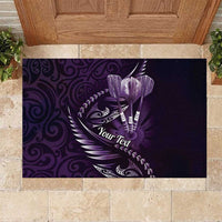 Personalised All Purple New Zealand Darts Rubber Doormat Aoteroa Fern Maori Galaxy Style LT14 Purple - Polynesian Pride