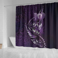 Personalised All Purple New Zealand Darts Shower Curtain Aoteroa Fern Maori Galaxy Style