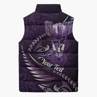 Personalised All Purple New Zealand Darts Sleeveless Puffer Jacket Aoteroa Fern Maori Galaxy Style LT14 - Polynesian Pride