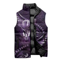Personalised All Purple New Zealand Darts Sleeveless Puffer Jacket Aoteroa Fern Maori Galaxy Style LT14 - Polynesian Pride
