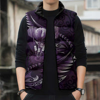 Personalised All Purple New Zealand Darts Sleeveless Puffer Jacket Aoteroa Fern Maori Galaxy Style LT14 - Polynesian Pride