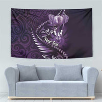 Personalised All Purple New Zealand Darts Tapestry Aoteroa Fern Maori Galaxy Style