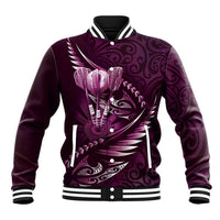 Personalised All Pink New Zealand Darts Baseball Jacket Aoteroa Fern Maori Galaxy Style