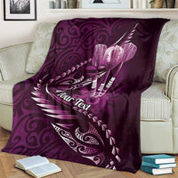 Personalised All Pink New Zealand Darts Blanket Aoteroa Fern Maori Galaxy Style