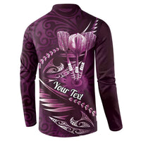 Personalised All Pink New Zealand Darts Button Sweatshirt Aoteroa Fern Maori Galaxy Style