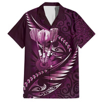 Personalised All Pink New Zealand Darts Hawaiian Shirt Aoteroa Fern Maori Galaxy Style