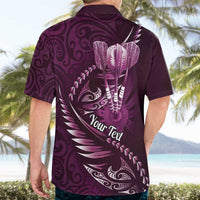 Personalised All Pink New Zealand Darts Hawaiian Shirt Aoteroa Fern Maori Galaxy Style