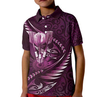 Personalised All Pink New Zealand Darts Kid Polo Shirt Aoteroa Fern Maori Galaxy Style
