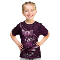 Personalised All Pink New Zealand Darts Kid T Shirt Aoteroa Fern Maori Galaxy Style