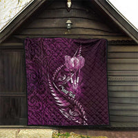Personalised All Pink New Zealand Darts Quilt Aoteroa Fern Maori Galaxy Style LT14 - Polynesian Pride