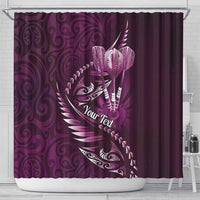 Personalised All Pink New Zealand Darts Shower Curtain Aoteroa Fern Maori Galaxy Style
