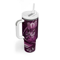 All Pink New Zealand Darts Tumbler With Handle Aoteroa Fern Maori Galaxy Style LT14 - Polynesian Pride