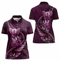 Personalised All Pink New Zealand Darts Women Polo Shirt Aoteroa Fern Maori Galaxy Style