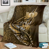 Personalised All Gold New Zealand Darts Blanket Aoteroa Fern Maori Galaxy Style
