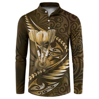 Personalised All Gold New Zealand Darts Button Sweatshirt Aoteroa Fern Maori Galaxy Style