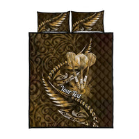 Personalised All Gold New Zealand Darts Quilt Bed Set Aoteroa Fern Maori Galaxy Style