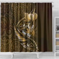 Personalised All Gold New Zealand Darts Shower Curtain Aoteroa Fern Maori Galaxy Style