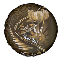 Personalised All Gold New Zealand Darts Spare Tire Cover Aoteroa Fern Maori Galaxy Style